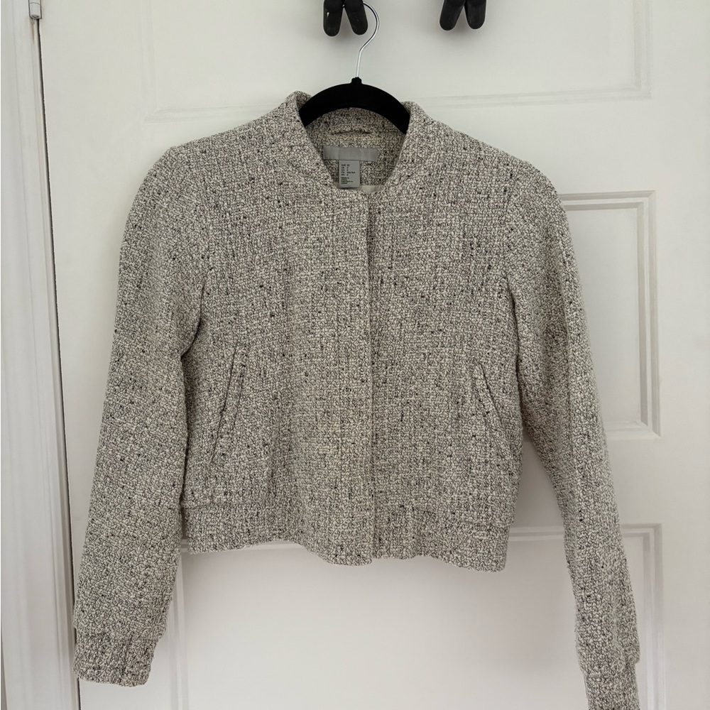 H&M Gray Blazer Structured Tweed Jacket